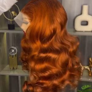 Orange Chinese Wavy 13×4 Lace Frontal Wig 2
