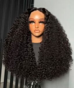 12-inch Super Double Drawn Natural Color Chinese Pixie Curls human hair wig with an ultra-thin HD lace closure on a mannequin.