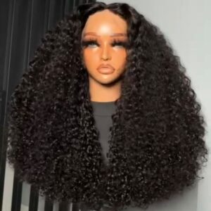 12-inch Super Double Drawn Natural Color Chinese Pixie Curls human hair wig with an ultra-thin HD lace closure on a mannequin.
